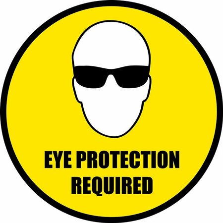 5S SUPPLIES Eye Protection Required 12in Diameter Non Slip Floor Sign FS-PPEEYEP-12